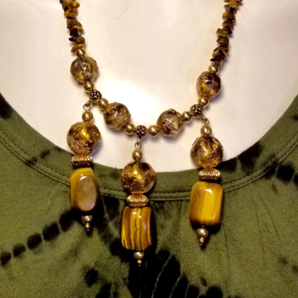 Tiger’s Eye chunky necklace- beautiful handmade